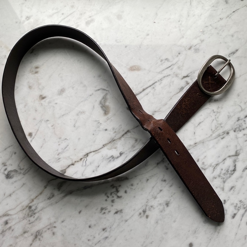 NOLA By Torino Distressed Brown Genuine Leather Belt Size 36 Sold Brass‎ Buckle
